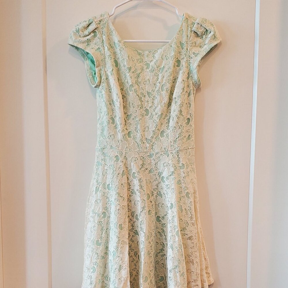 mint green lace dress